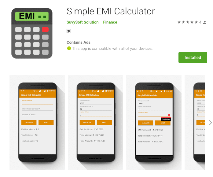 Simple EMI Calculator